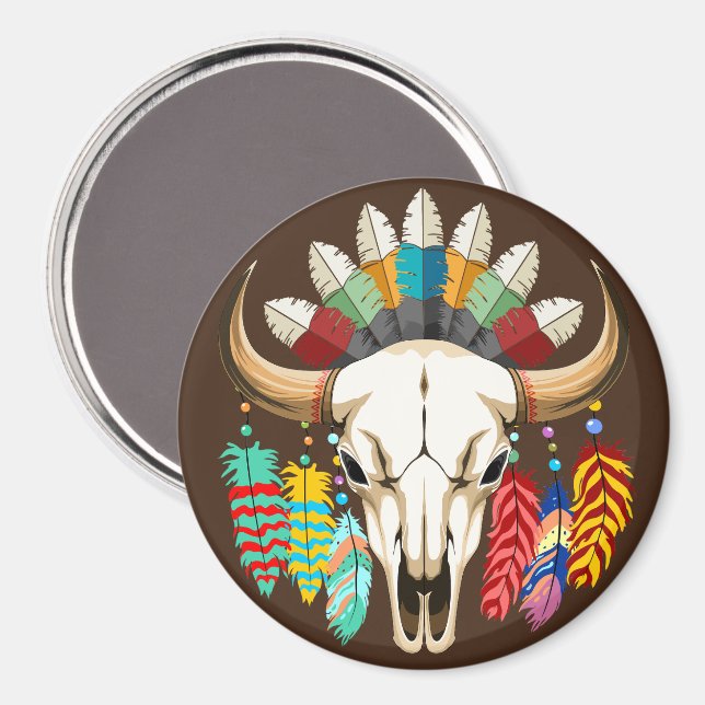 Buffalo Skalle Native American Emblem Magnet (Front/Back)