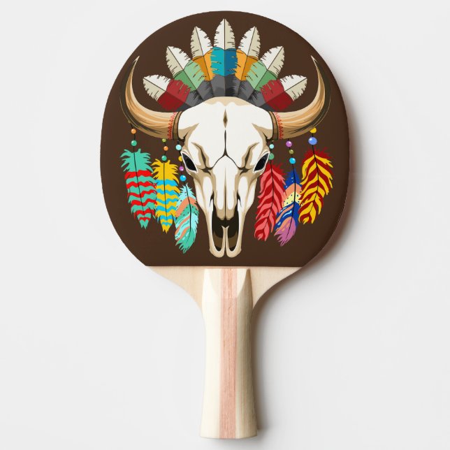 Buffalo skalle Native American emblem Pingisracket (Framsidan)