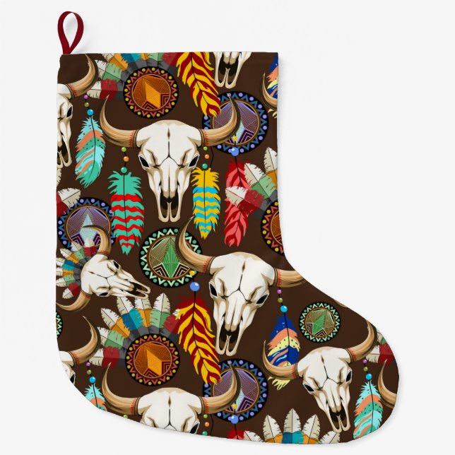 Buffalo skalle Native American emblem Stor Julstrumpa (Framsidan)