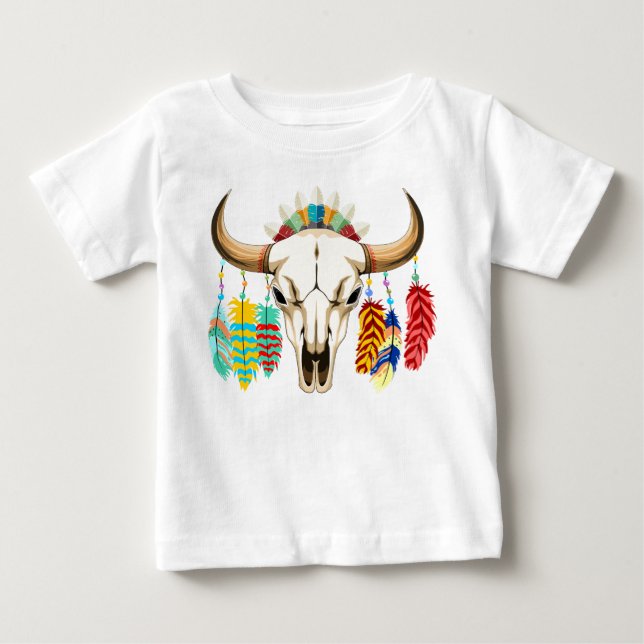 Buffalo skalle Native American emblem T Shirt (Framsida)