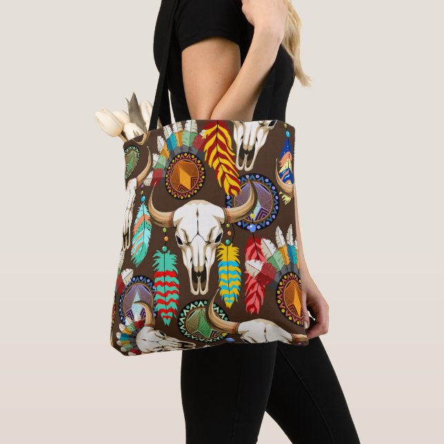 Buffalo Skalle Native American Emblem Tygkasse (Närbild)