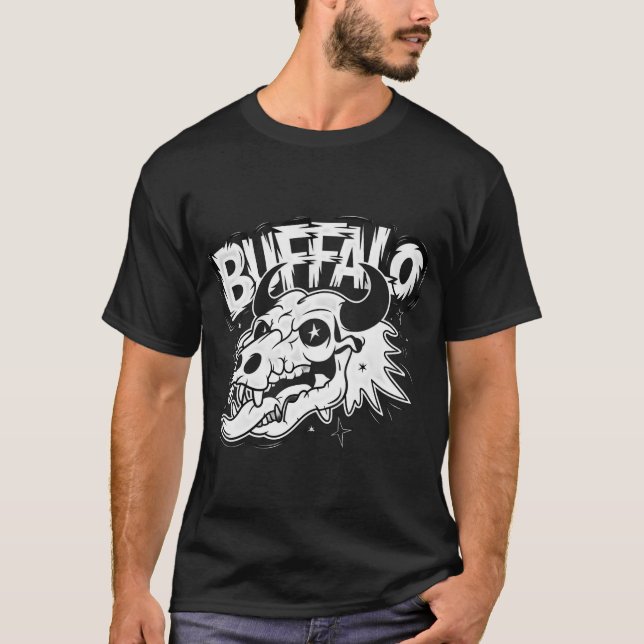 Buffalo Skull Art T Shirt (Framsida)