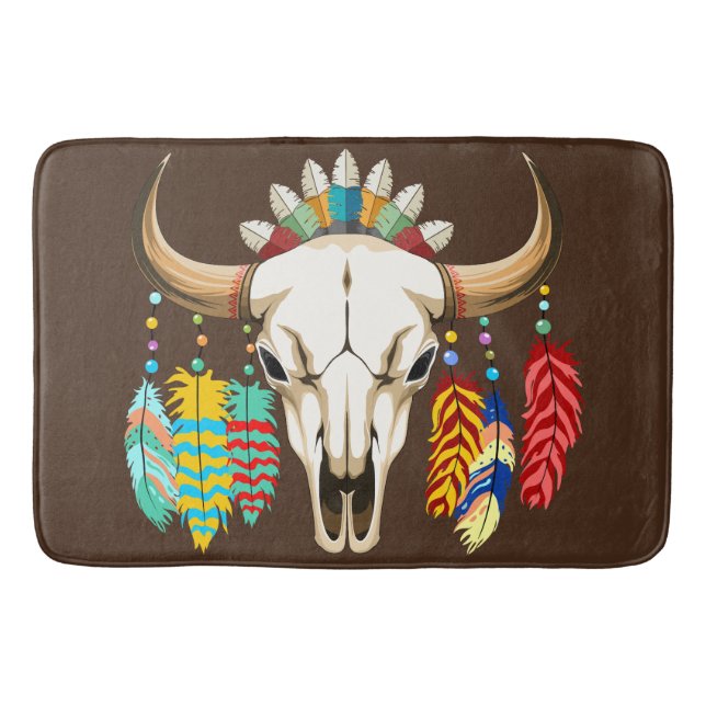 Buffalo Skull Native American Emblem Badrumsmatta (Framsidan)