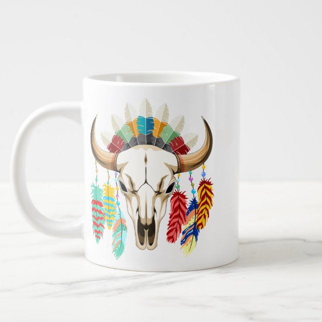 Buffalo Skull Native American Emblem Jumbo Mugg (Vänster)