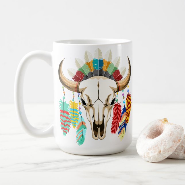 Buffalo Skull Native American Emblem Kaffemugg (Med munk)