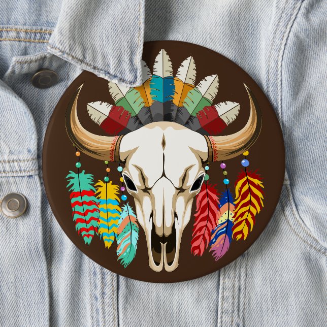 Buffalo Skull Native American Emblem Knapp (In Situ)