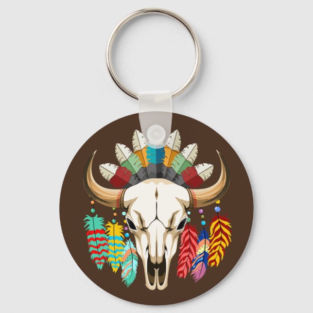 Buffalo Skull Native American Emblem Nyckelring (Framsida)