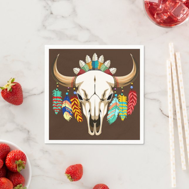 Buffalo Skull Native American Emblem Pappersservett (Insitu)