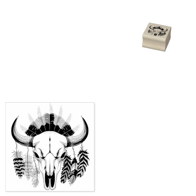 Buffalo Skull Native American Emblem Stämpel (Stämplad)