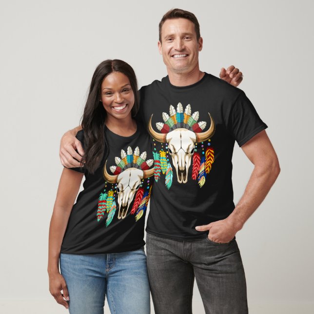 Buffalo Skull Native American Emblem T Shirt (Unisex)