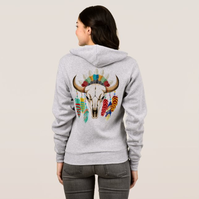 Buffalo Skull Native American Emblem T Shirt (Hel baksida)