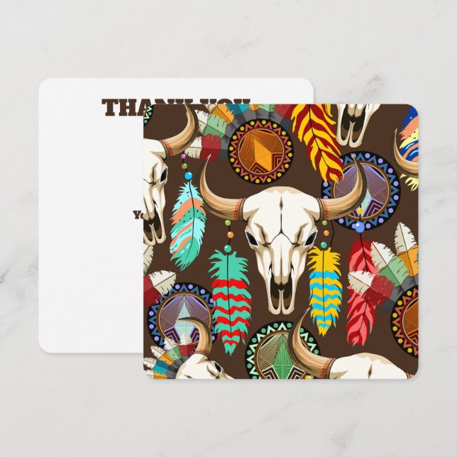 Buffalo Skull Native American Emblem Tack Kort (Fram/baksida)