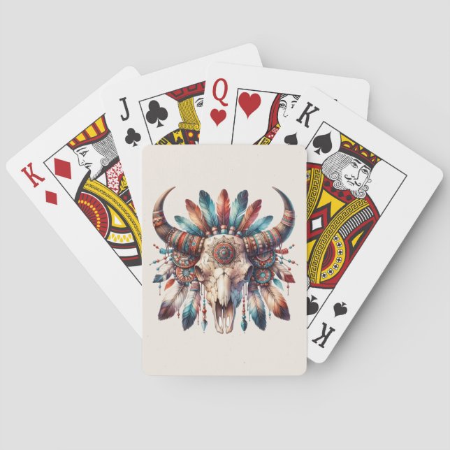 Buffalo Skull och Feathers Native Play Cards Casinokort (Baksidan)