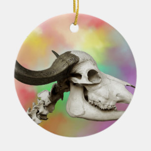 Buffalo Skull på vattenfärgens bakgrund Julgransprydnad Keramik