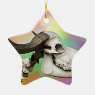 Buffalo Skull på vattenfärgens bakgrund Julgransprydnad Keramik