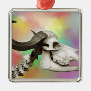 Buffalo Skull på vattenfärgens bakgrund Julgransprydnad Metall