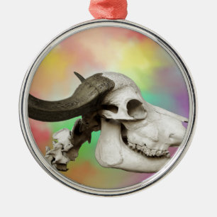 Buffalo Skull på vattenfärgens bakgrund Julgransprydnad Metall