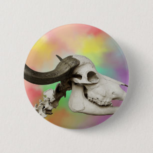 Buffalo Skull på vattenfärgens bakgrund Knapp