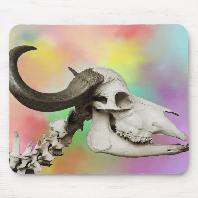 Buffalo Skull på vattenfärgens bakgrund Musmatta (Framsidan)