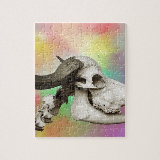 Buffalo Skull på vattenfärgens bakgrund Pussel (Vertikal)
