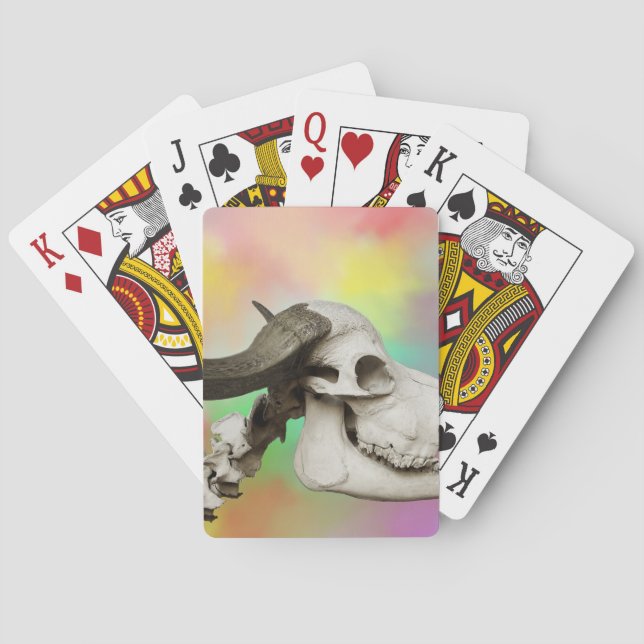 Buffalo Skull på vattenfärgsbakgrund Kortlek (Baksidan)