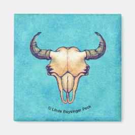 Buffalo Skull-turkos Western Magnet