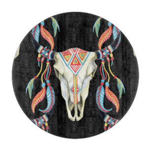 Buffalo Skull: Watercolor Black Background.