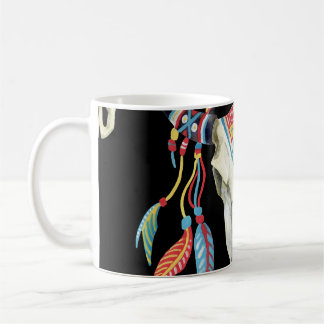 Buffalo Skull: Watercolor Black Background. Kaffemugg