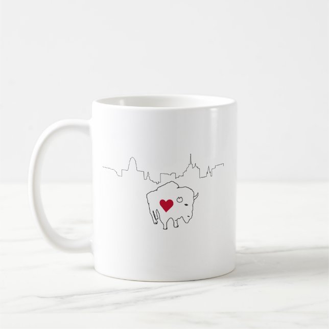 Buffalo Skyline Illustration Coffee Mugg (Vänster)