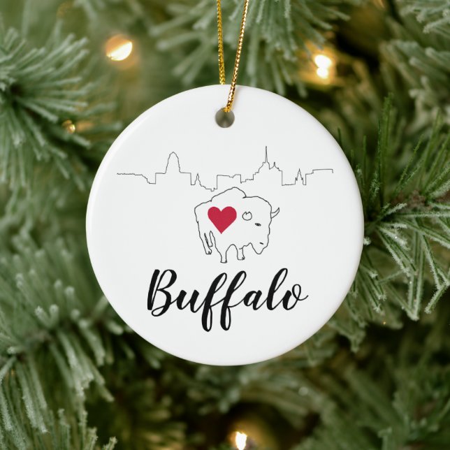 Buffalo Skyline Illustration Konst Julgransprydnad Keramik (Träd)