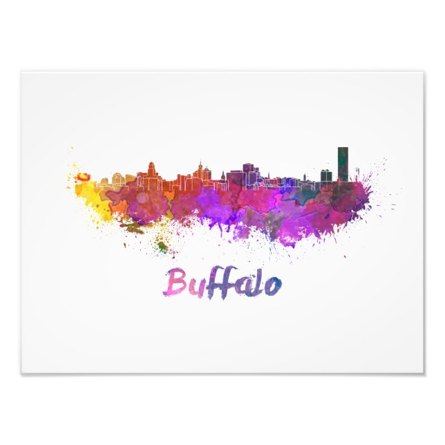 Buffalo skyline in watercolor fototryck (Framsidan)