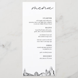Buffalo Skyline Modern Bröllop Dinner Menu Meny