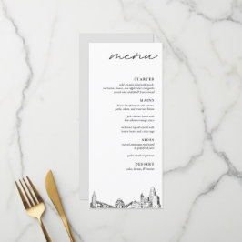 Buffalo Skyline Modern Bröllop Dinner Menu Meny