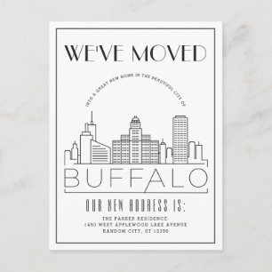 Buffalo Skyline Modern Deco Byte av Adress Meddelande Vykort