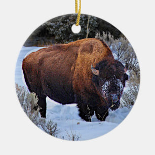 Buffalo Snö Photo Julgransprydnad Keramik