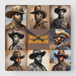 Buffalo Soldiers - Figurer i Amerikansk historia Fyrkantig Klocka