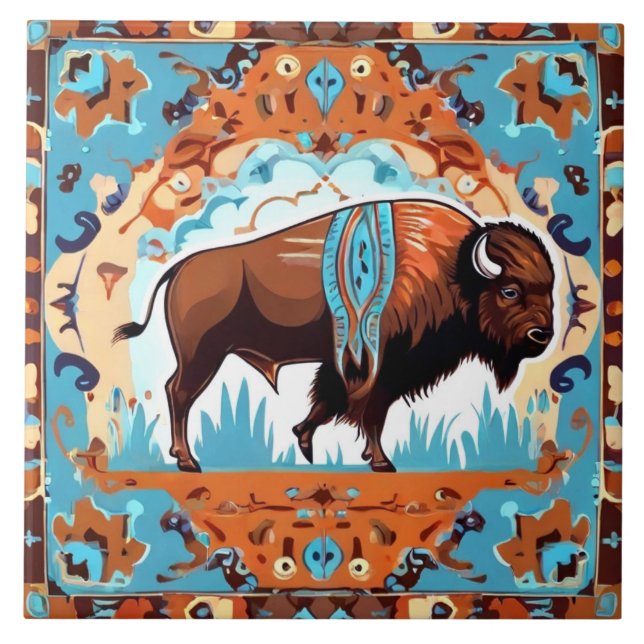 Buffalo Southwest Southwest Brown Teal Blue Kakelplatta (Framsidan)