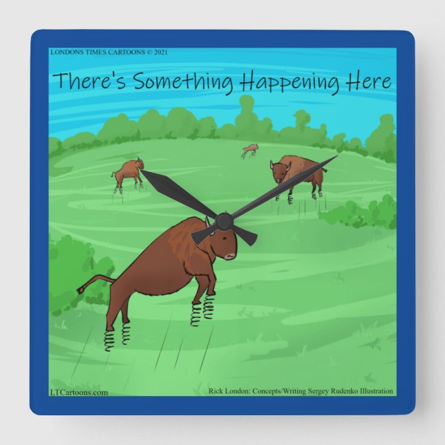 Buffalo Springfield för vad dess lönsamma Tecknad  Fyrkantig Klocka (Framsida)