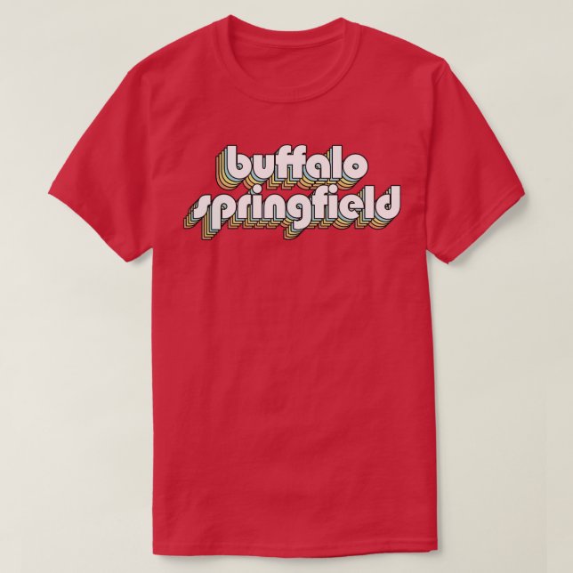 Buffalo Springfield Retro Rainbow Typography Faded T Shirt (Design framsida)