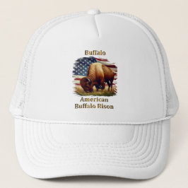 Buffalo Ställföreträdande i Front of American Flag Keps