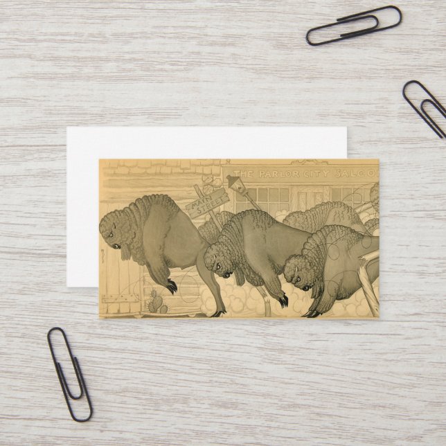 Buffalo Stampede, Savage Iowa, 1923 by Grant Wood Visitkort (Fram/Back In Situ)