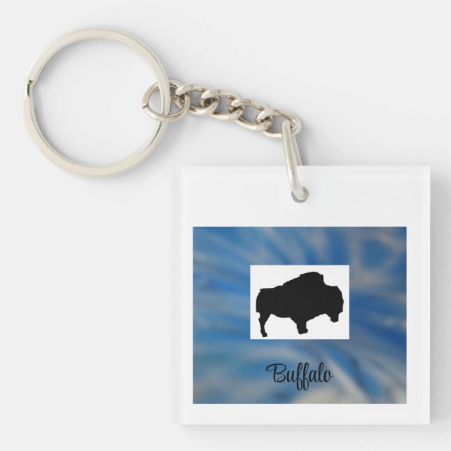 Buffalo Svart på Blå Nyckelring (Framsidan)