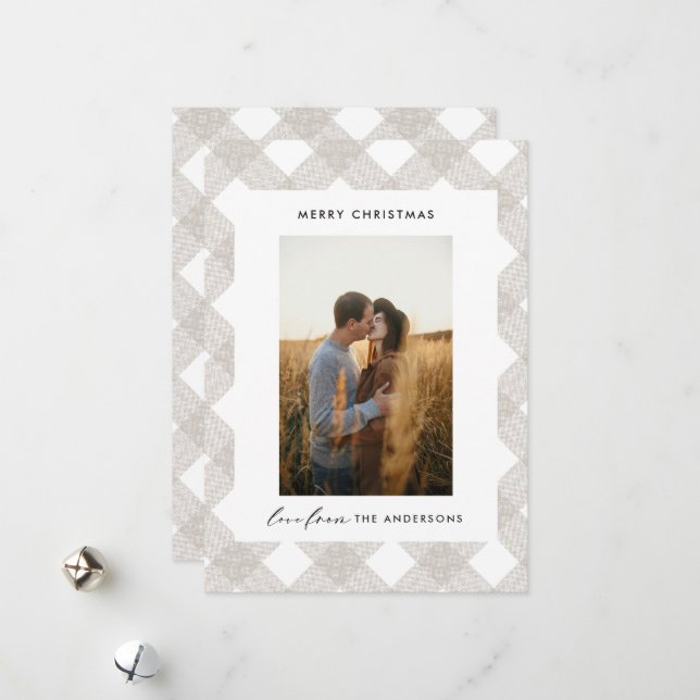 Buffalo tartan modern naturlig 1-fotojul Ho Julkort (Fram/Back In Situ)