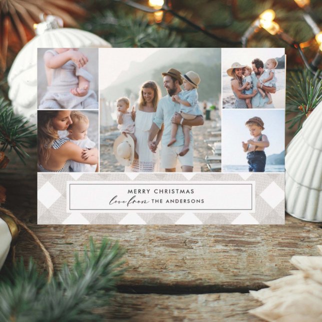 Buffalo tartan - modern naturlig 5-fotojul julkort (Skapare uppladdad)