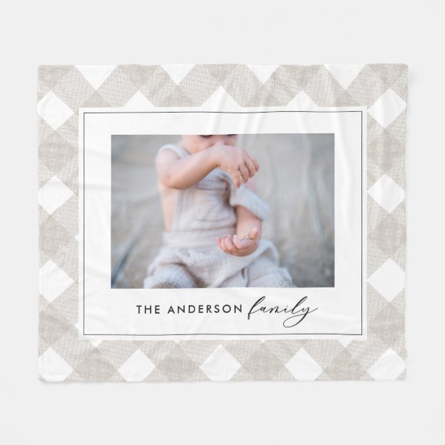 Buffalo tartan - modern naturlig fotojul fleecefilt (Framsidan (Horisontell))