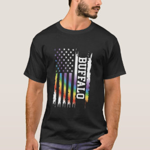 Buffalo United Stater Distress Rainbow w US Flagga T Shirt