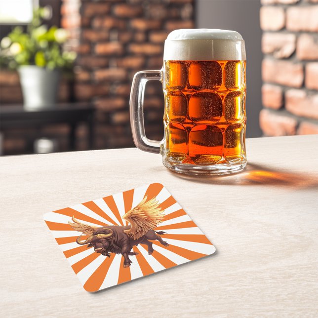 Buffalo Vingar med Orange Starburst Underlägg Papper Kvadrat (Skapare uppladdad)