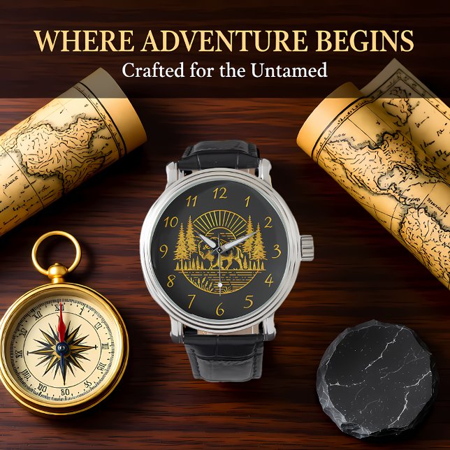 Buffalo Walking vid Sunset Armbandsur (Skapare uppladdad)