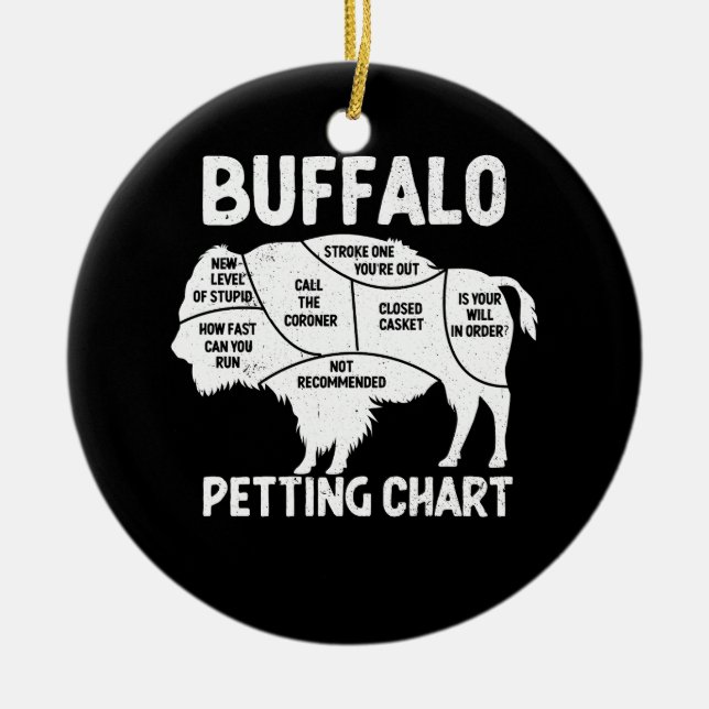 Buffalo Wildlife Petting Chart for Bison Älskare F Julgransprydnad Keramik (Framsidan)