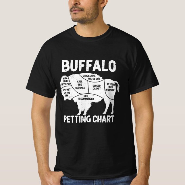 Buffalo Wildlife Petting Chart for Bison Älskare F T Shirt (Framsida)